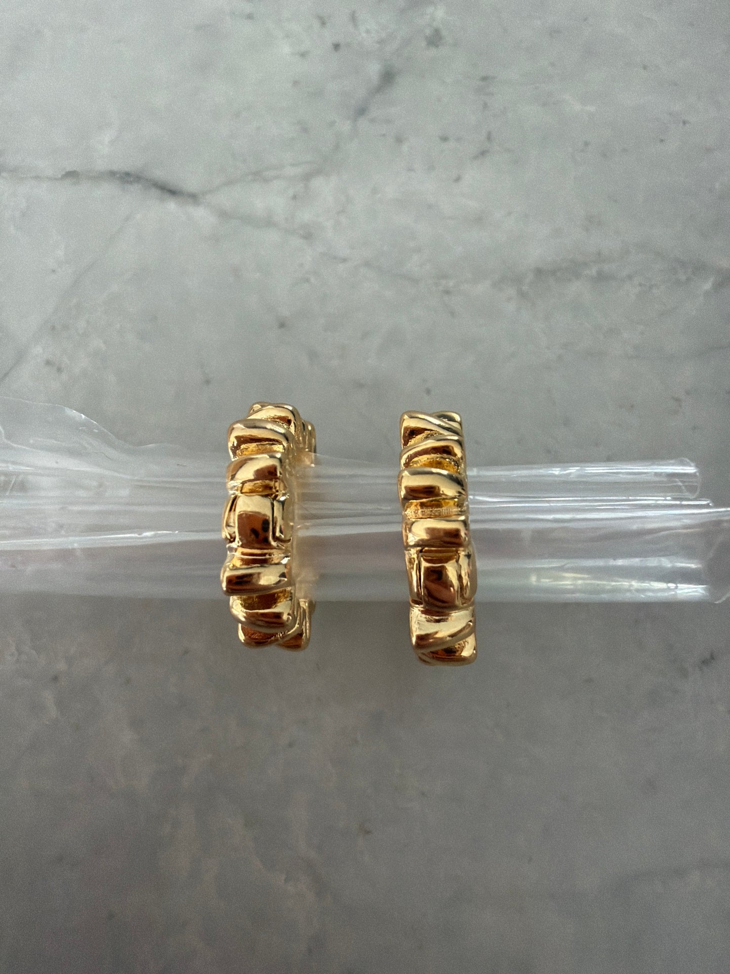 Ruffle Gold Filled Hoop Huggies