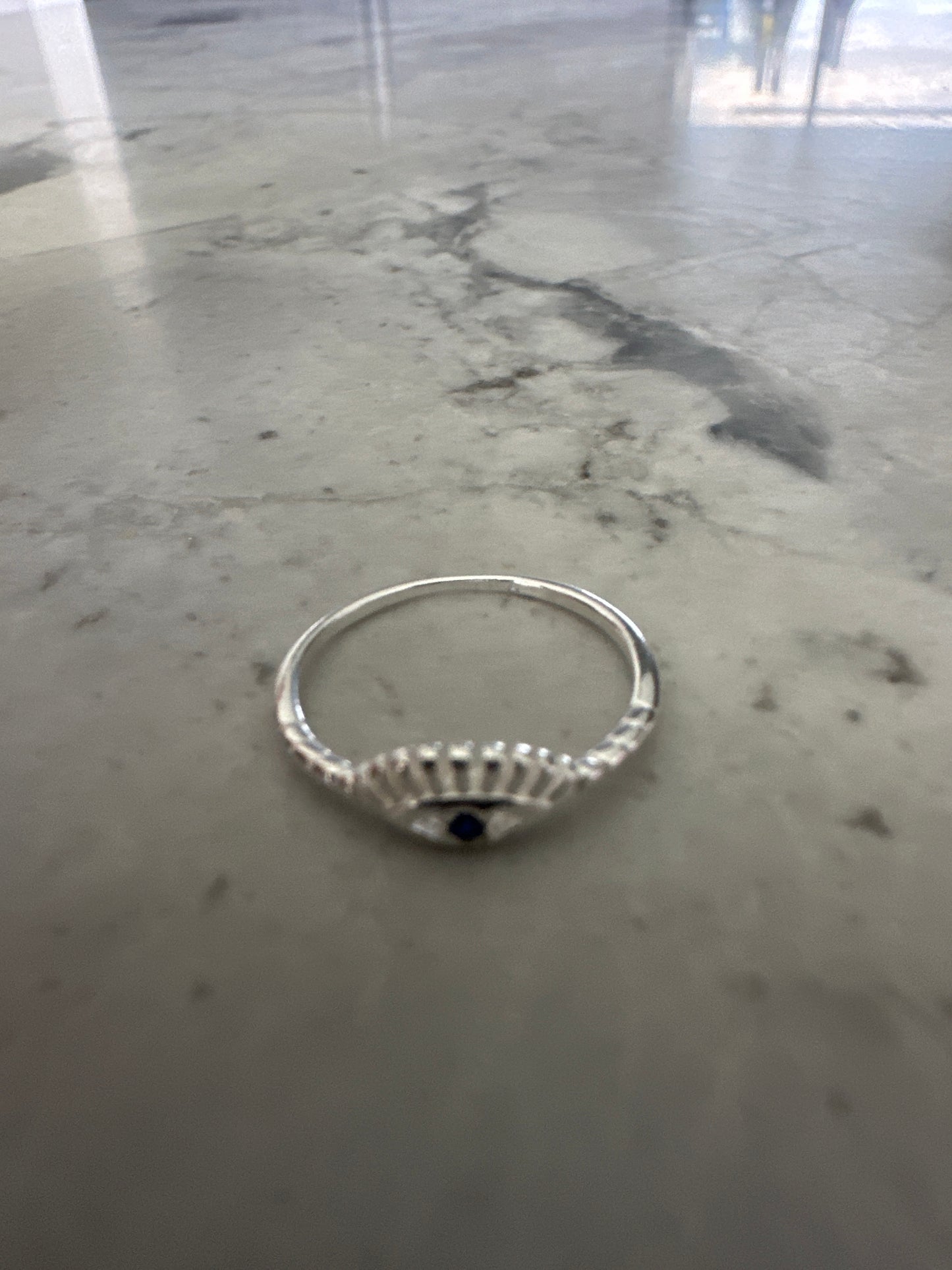 Thin Evil Eye Ring Silver