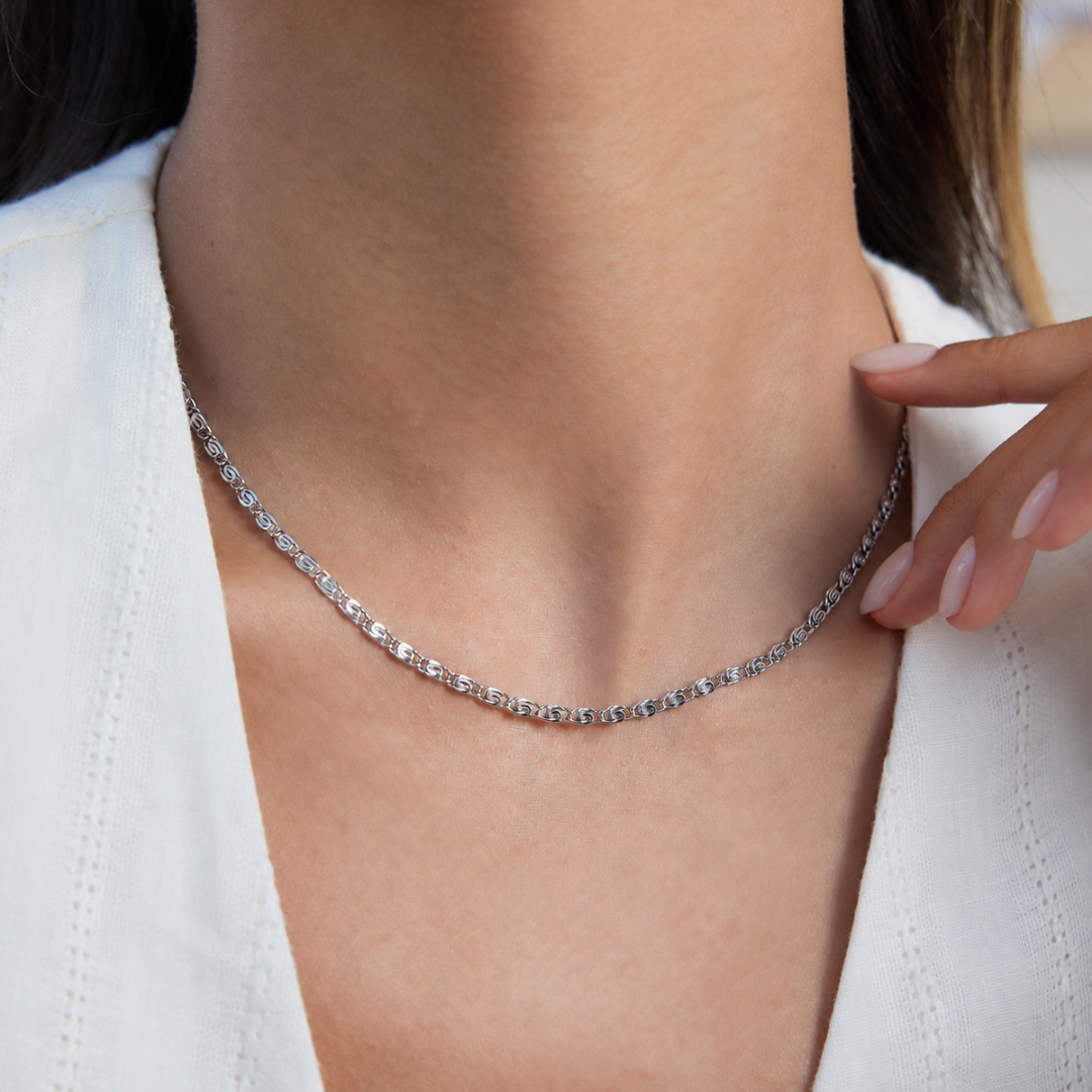 Billie Snail Chain Waterproof Necklace | Silver - PRE ORDER