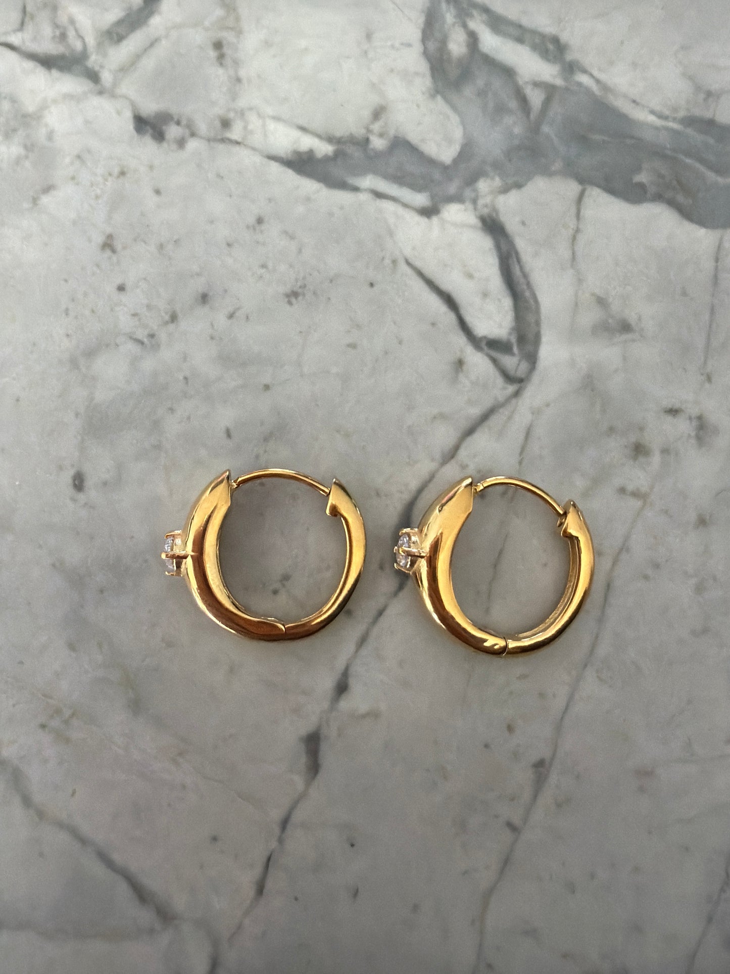 Kyra Sparkle Gem Hoop Earrings Gold SAMPLE SALE