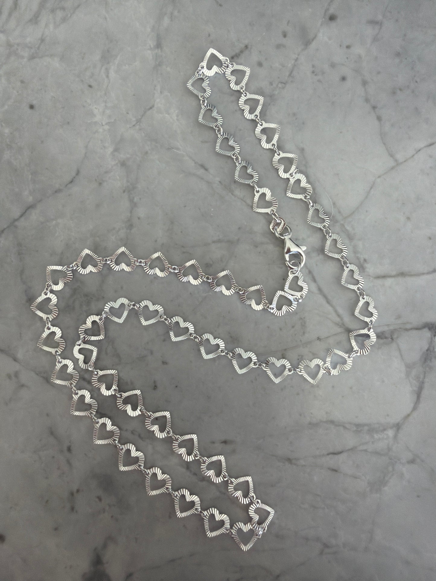 Sterling Silver Flat Heart Chain Necklace SALE