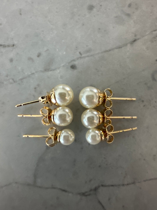 Pearl Everyday Gold Stud Earrings (3x stackable set)