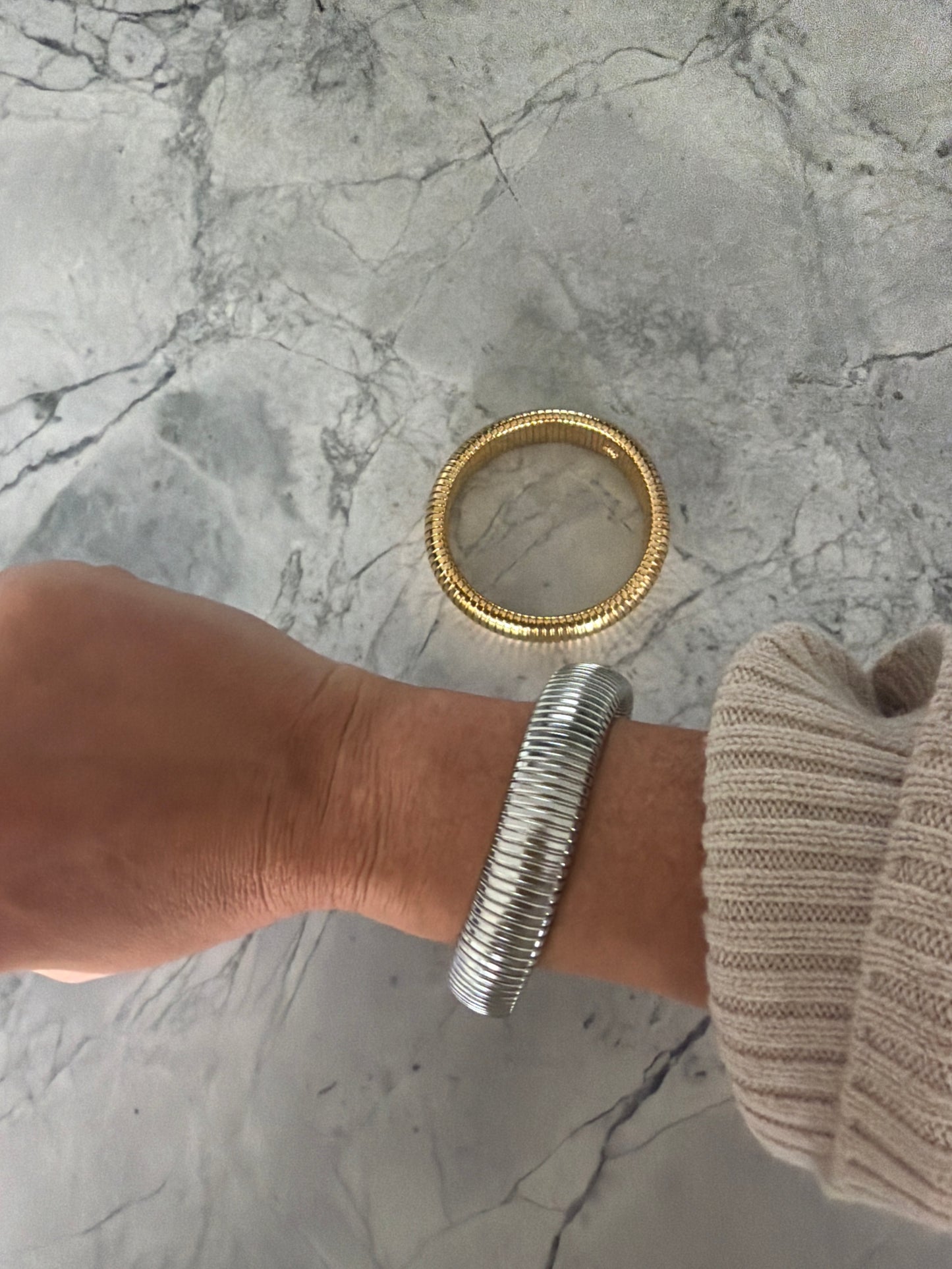 Sabine Snake Bangles | Gold & Chrome