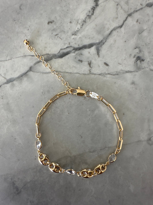 Adjustable Gold Gem & Combo Stackable Bracelet