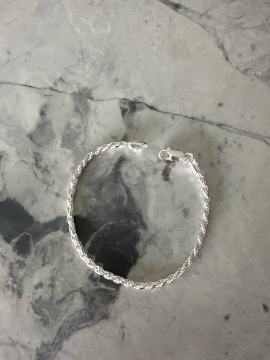 Rope Tie Bracelet Silver