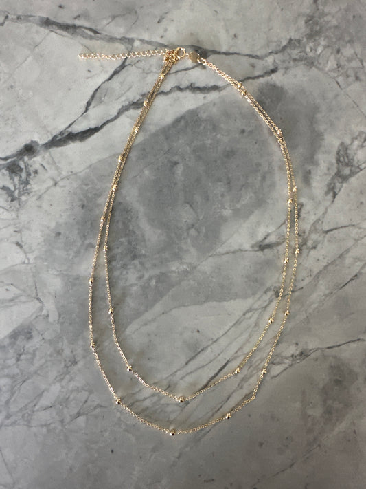Double chain bead accent necklace