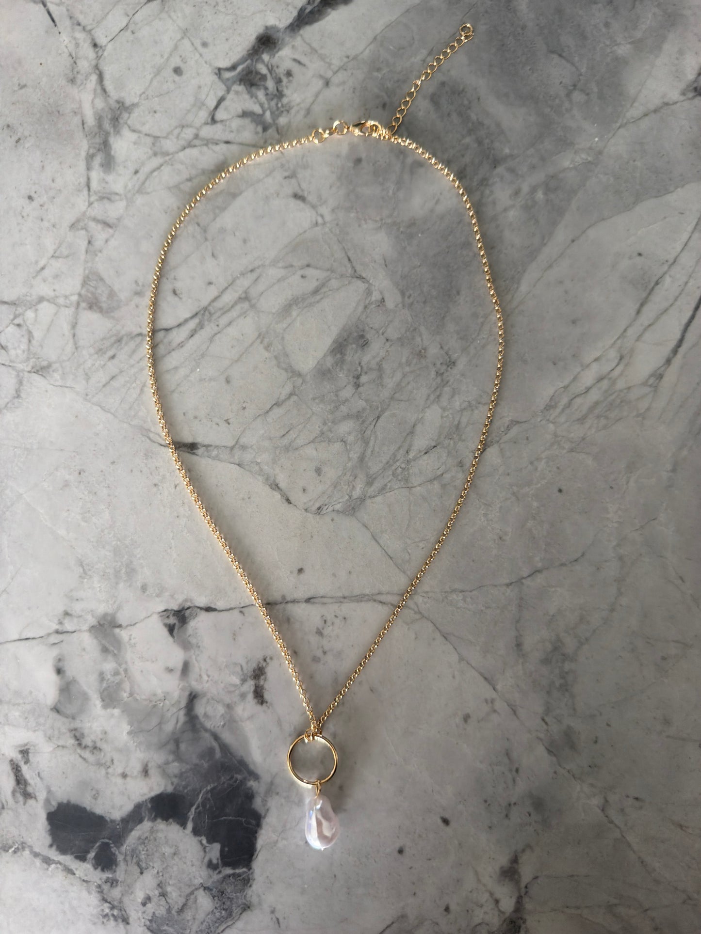 Pearl hoop necklace - back in stock