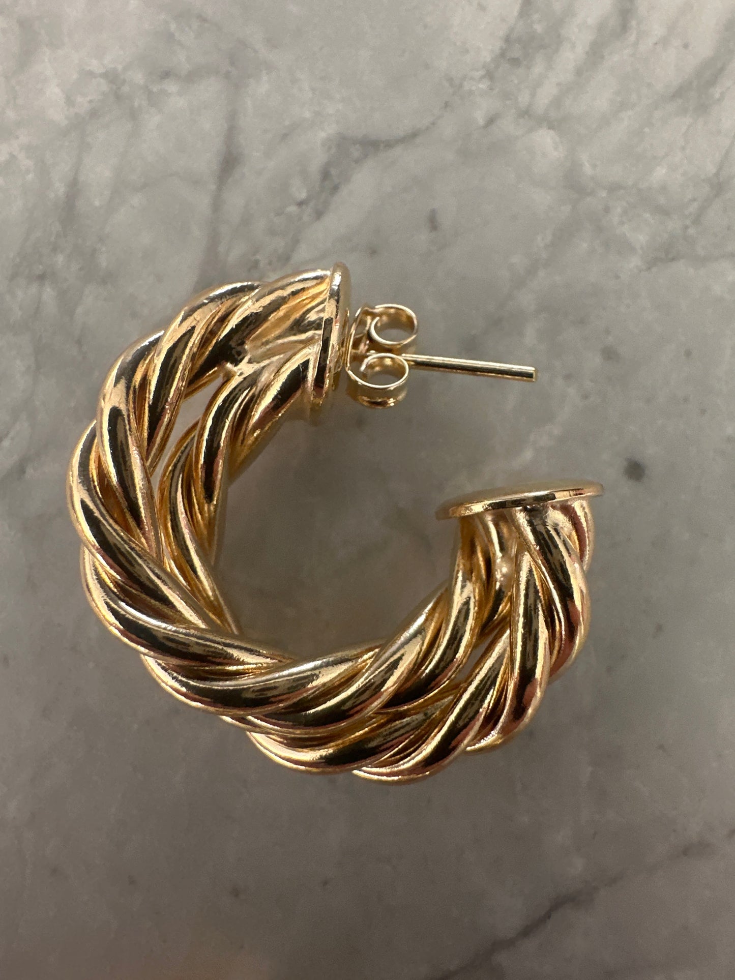 Statement Twist Hoop Stud Earrings Gold
