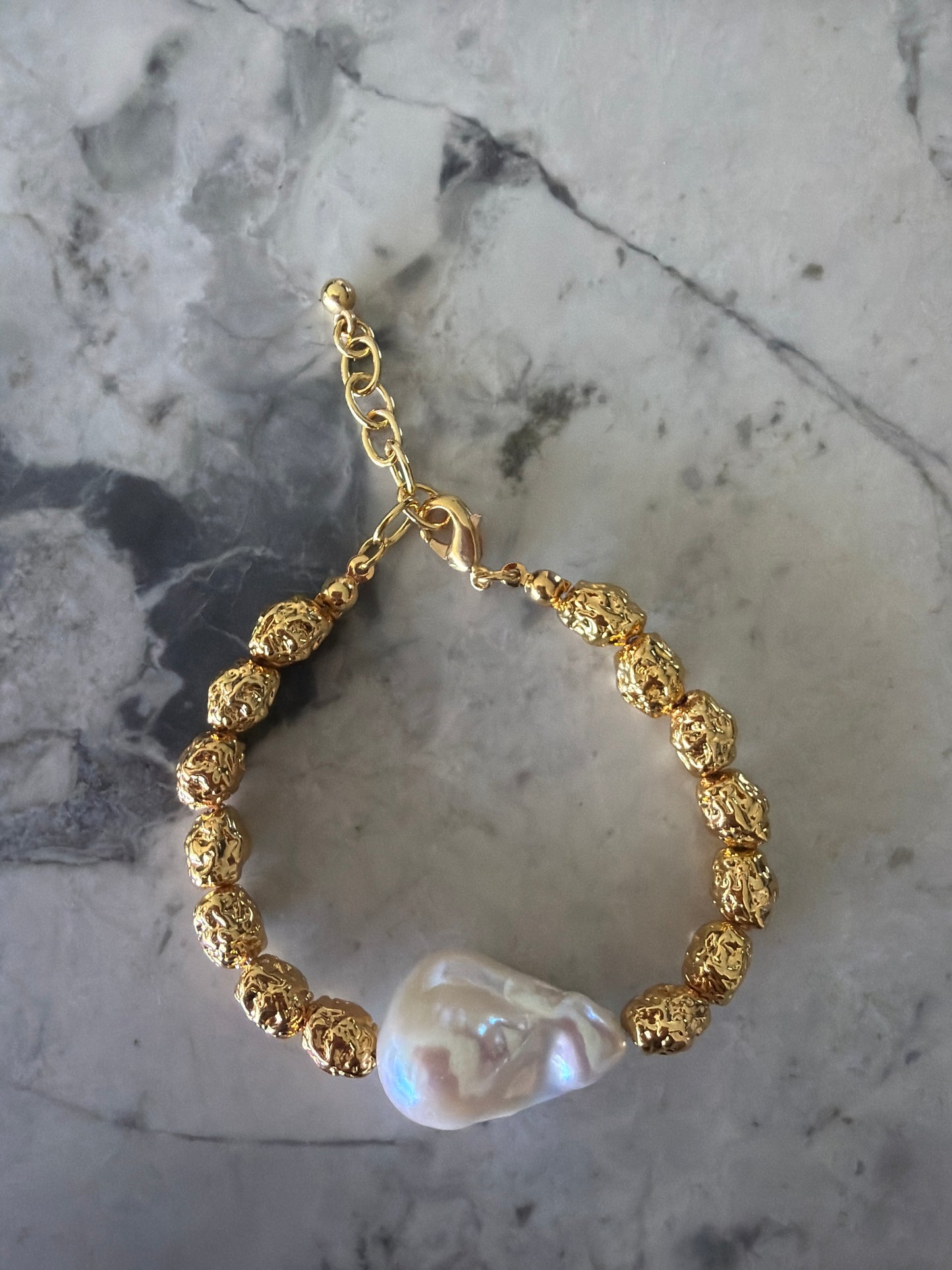 Marcia 24k Gold Lava Bead Natural Baroque Pearl Bracelet (SOLD OUT ON PRE ORDER DUE MARCH 10)