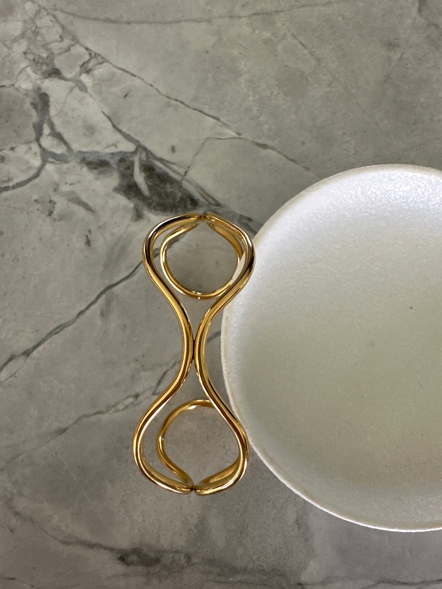 Wavey Statement Cuff 18k gold plated waterproof