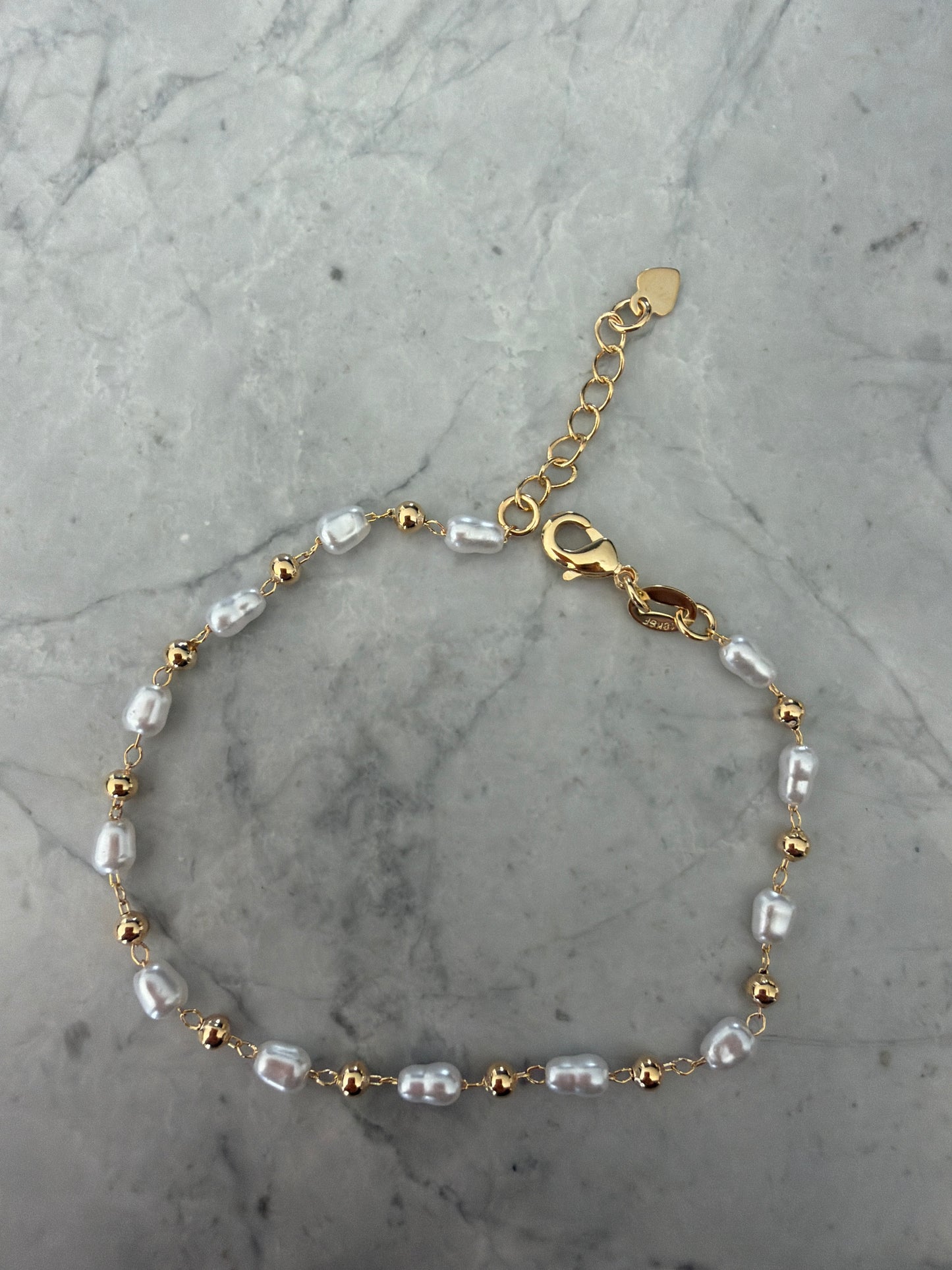 Emerging Spring Pearl Gold Bead Bracelet | 18k Gold-Filled - Sale