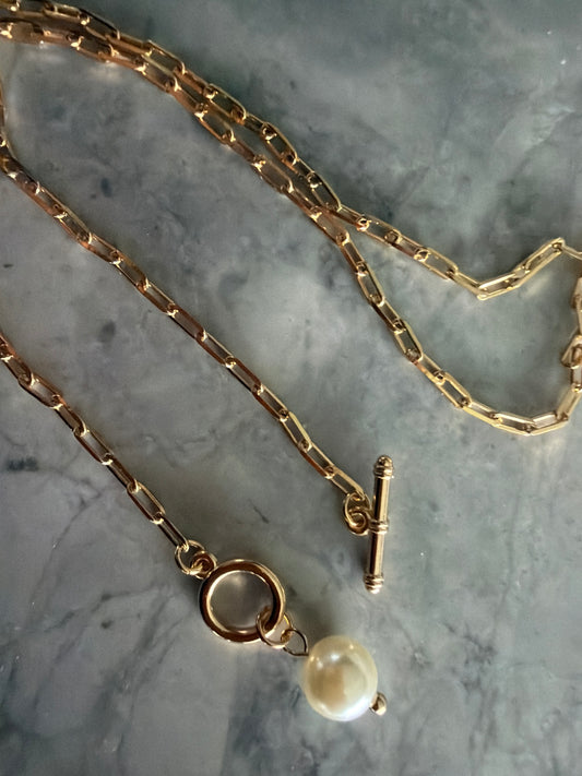 Pearl Clasp Necklace Gold Chain | 18k Gold-Filled