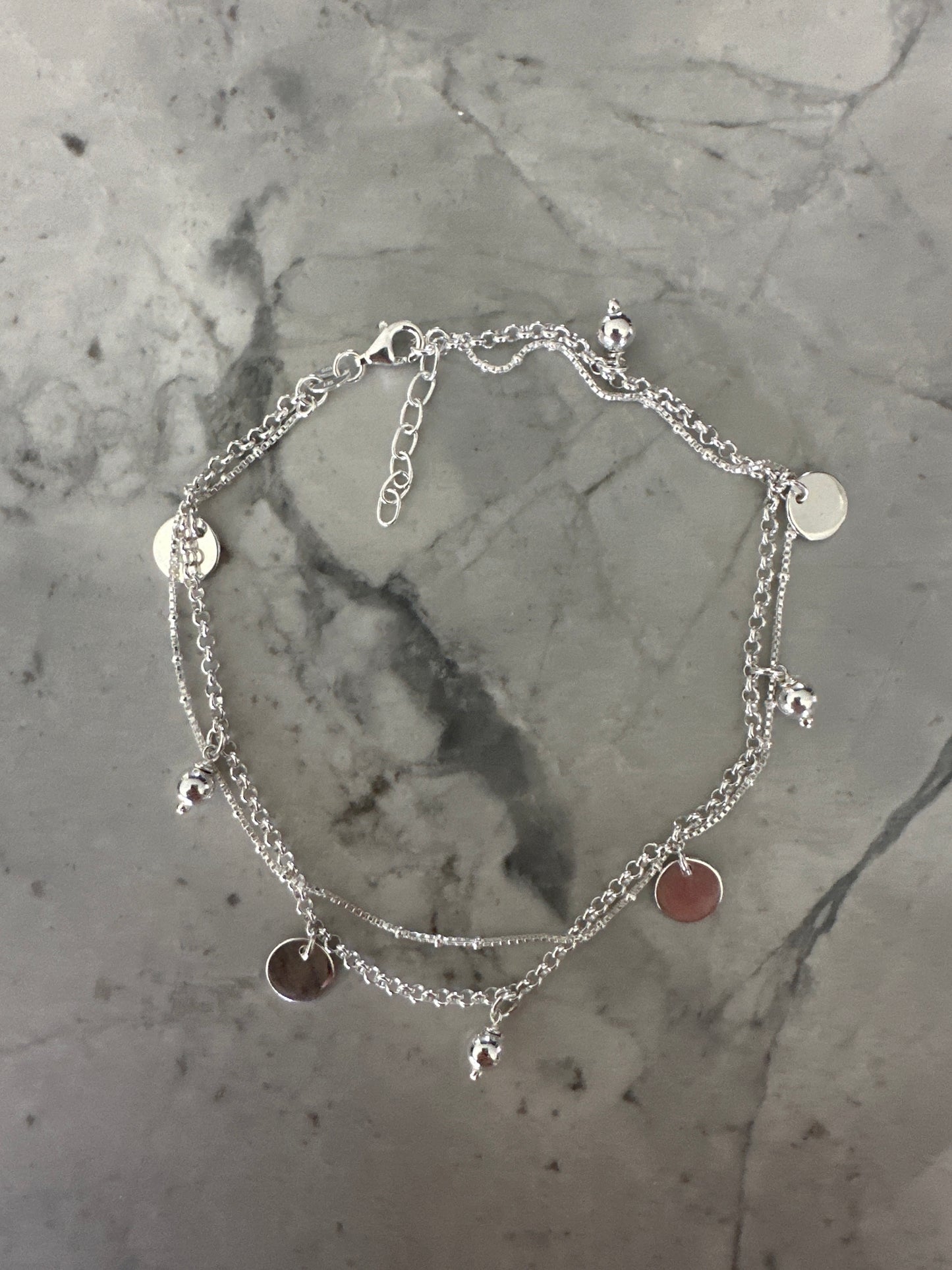 Perfect Double Chain Anklet Silver