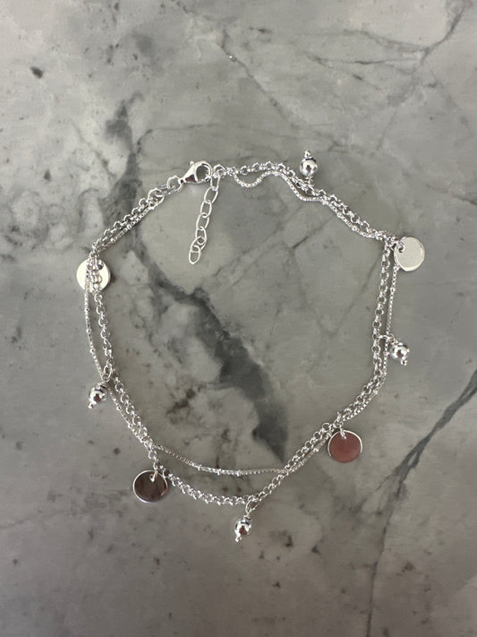 Perfect Double Chain Anklet Silver