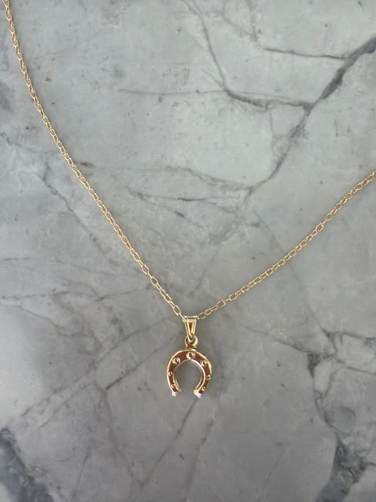 Lucky Horse Shoe 18K Gold-Filled Pendant Necklace (Sample Sale)