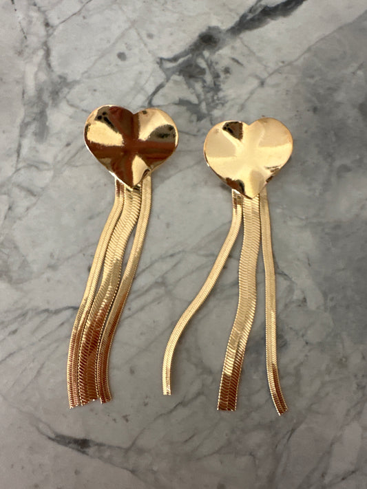 Pulling My Heart Strings Gold Earrings