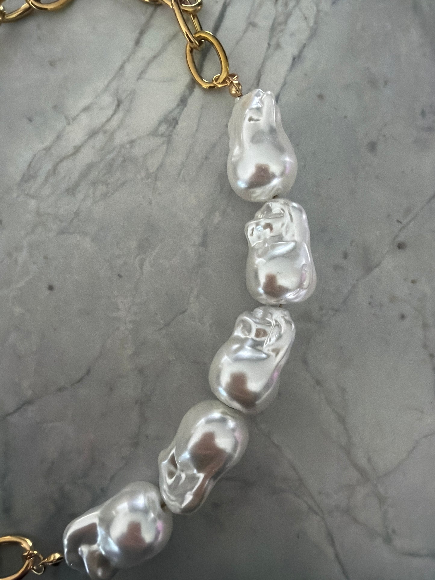 Katie 5x Natural Baroque Pearl Statement Necklace