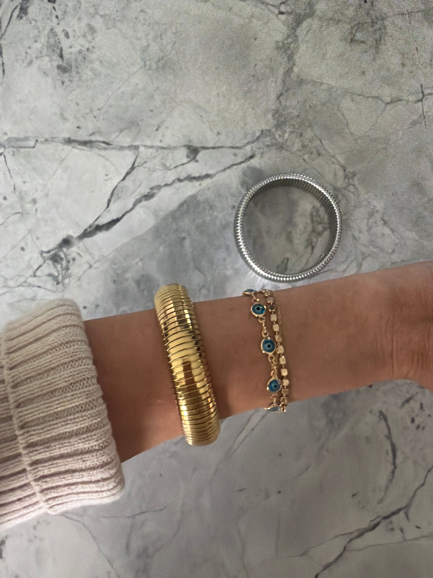 Sabine Snake Bangles | Gold & Chrome