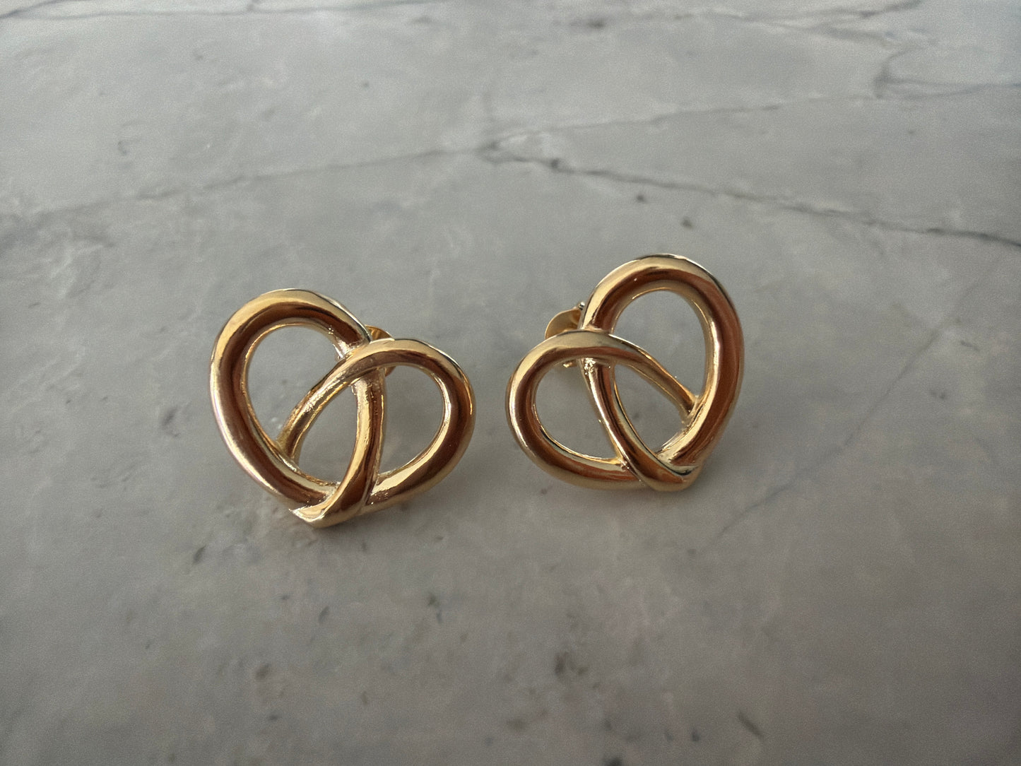 Large Pretzel Heart 18k Gold Filled Studs