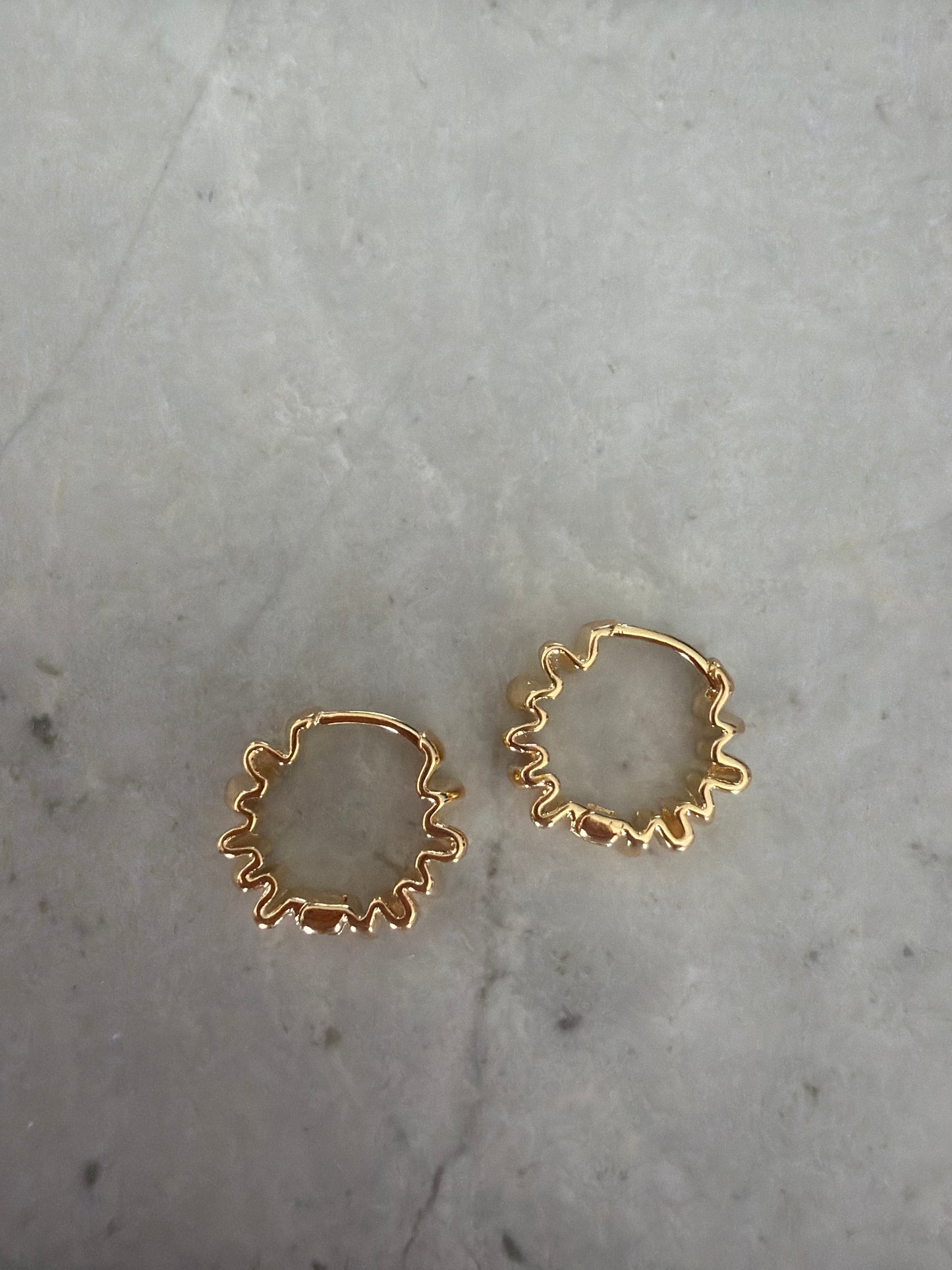 Ruffle Gold Filled Hoop Huggies