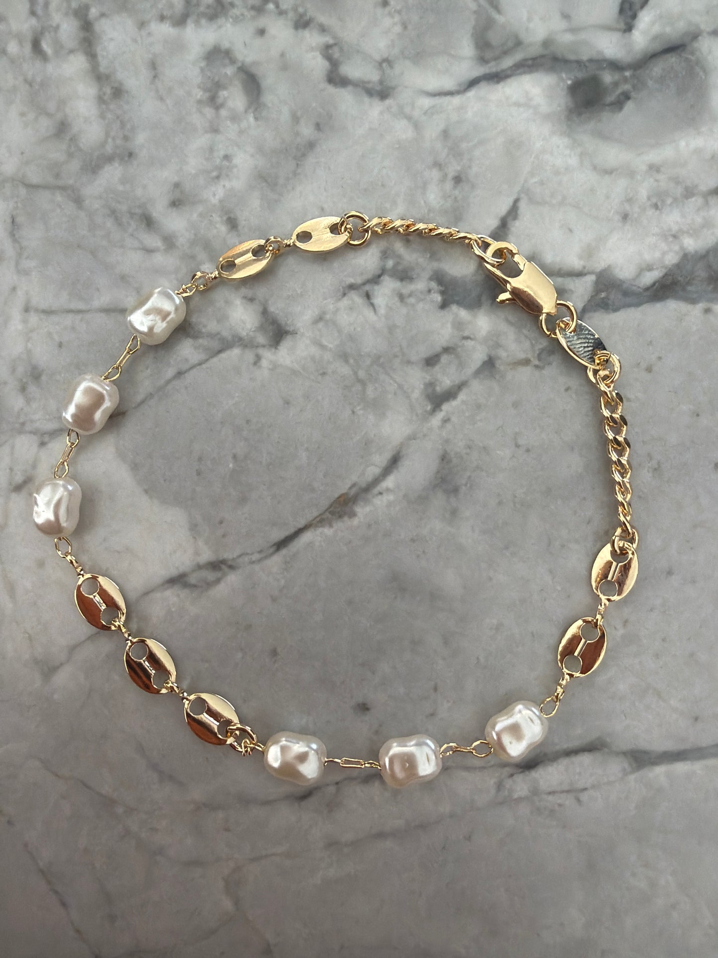 Pearl Gold Stackable Bracelet 18k Golf Filled