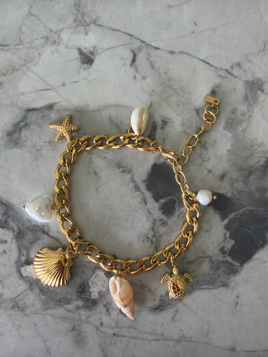 Seaside charm bracelet waterproof 18k gold plated sample sale