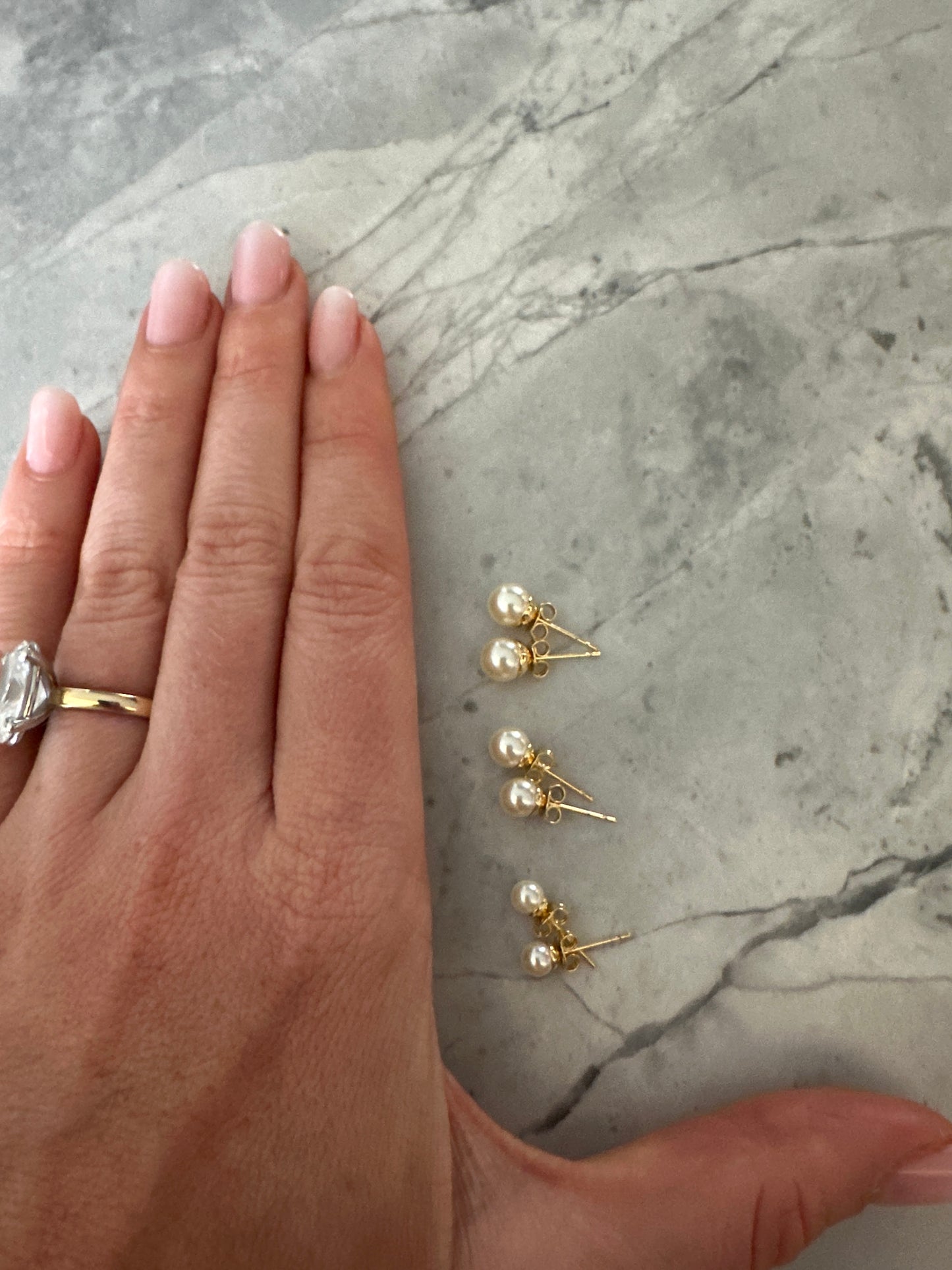 Pearl Everyday Gold Stud Earrings (3x stackable set)