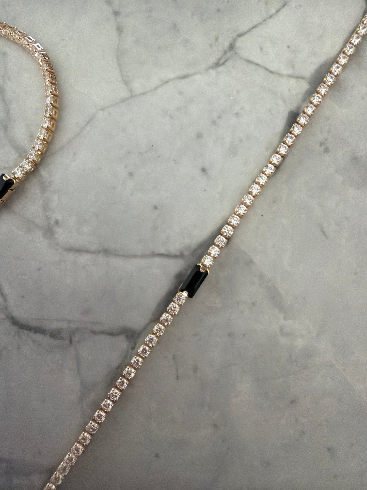 Tennis Bracelet 18k gold filled with Black Gem