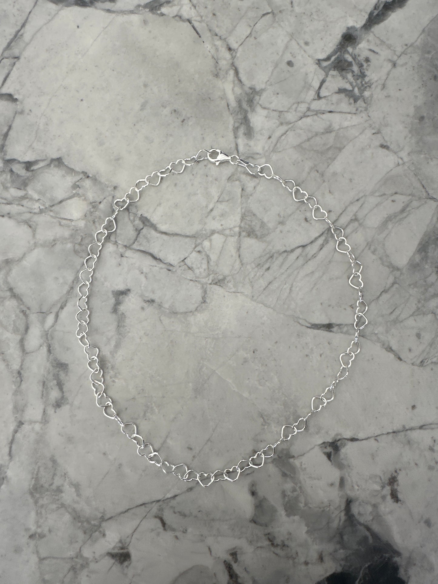 Heart Links Silver Necklace
