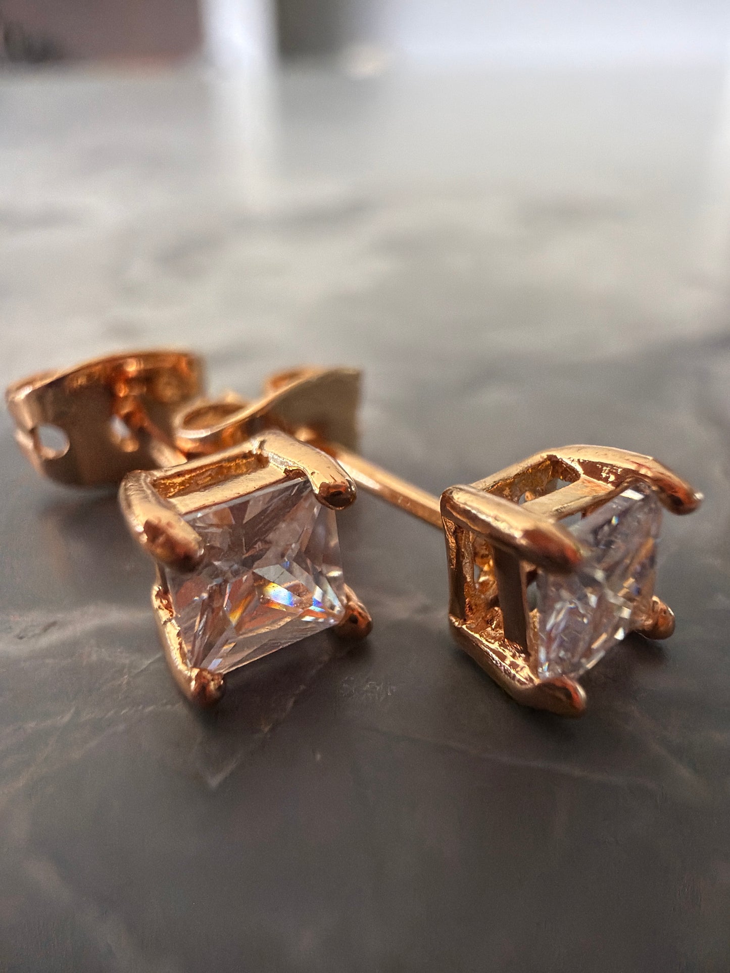 Small Rose Gold Everyday Studs (2 pairs - square and round versions) SAMPLE SALE