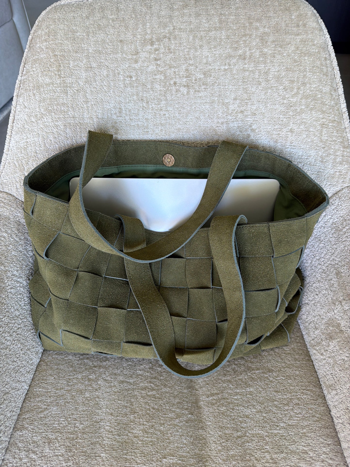 Olive Suede Genuine Calf Leather Everyday Bag - sold out back soon