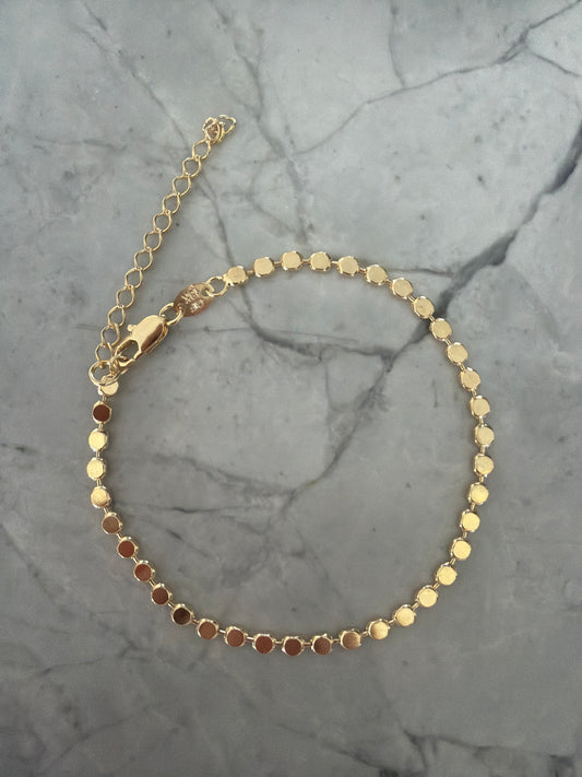 Flat Circle Chain Bracelet Gold