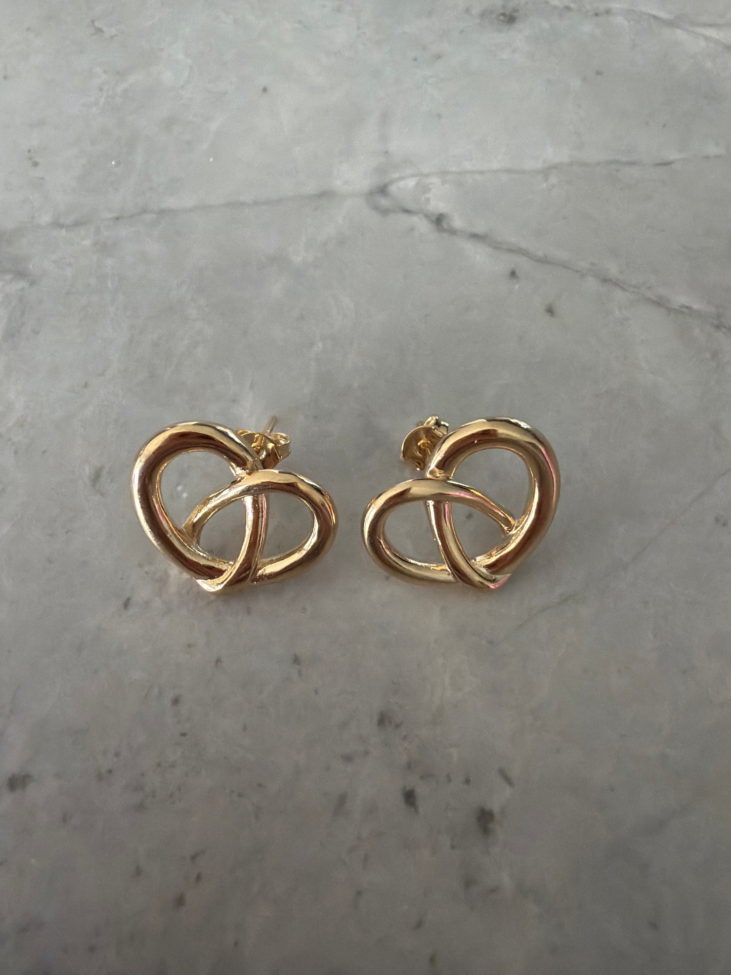 Large Pretzel Heart 18k Gold Filled Studs