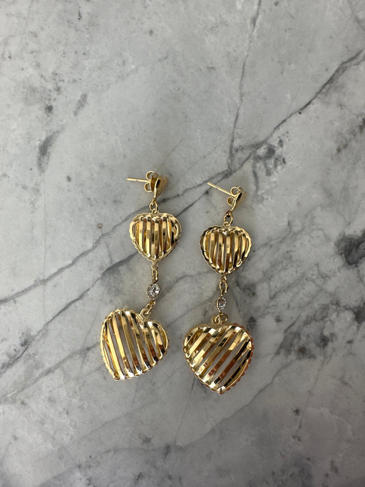 Triple Heart Drop Studs