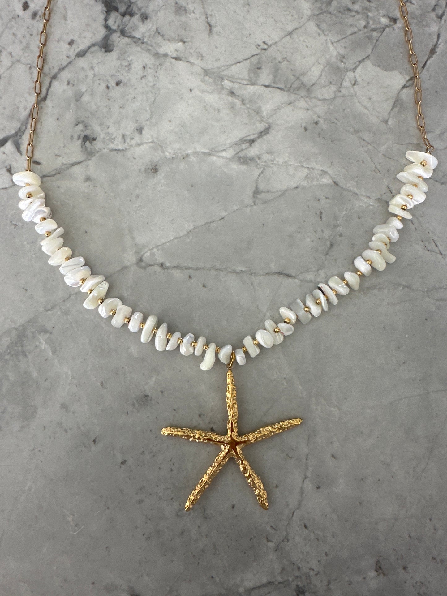 Maria Del Pilar Saint Tropez Starfish Pearl Necklace Gold