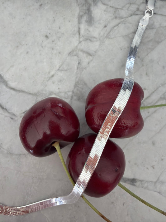 Thick Herringbone Stackable Bracelet Silver