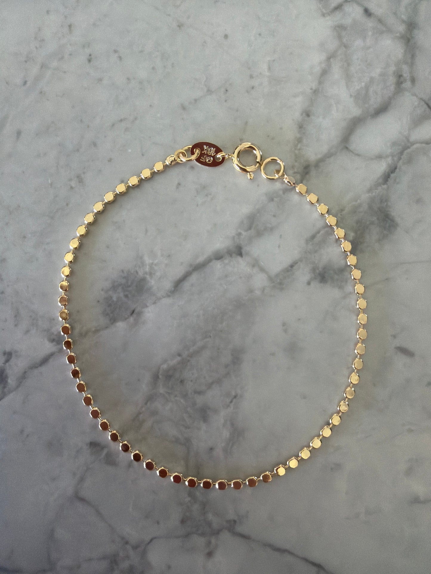 Ellie Dainty Flat Circle Bracelet 18k Gold-Filled