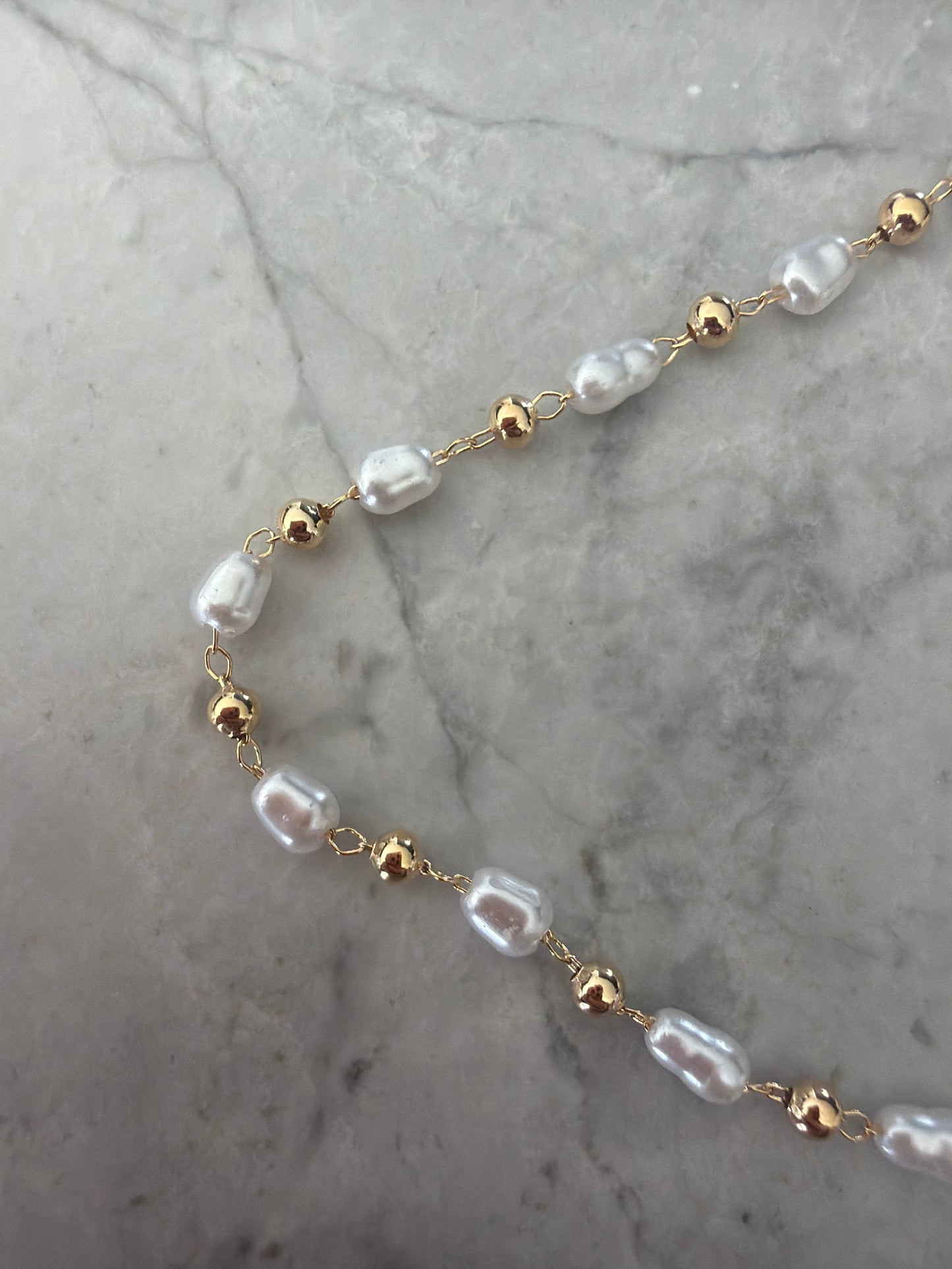 Emerging Spring Pearl Gold Bead Bracelet | 18k Gold-Filled - Sale