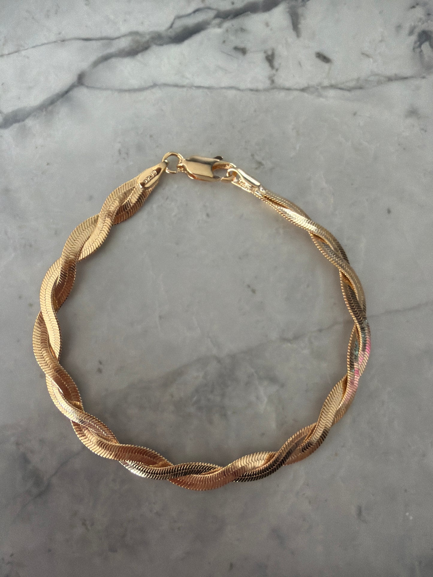 Twisted herringbone bracelet 18k gold filled