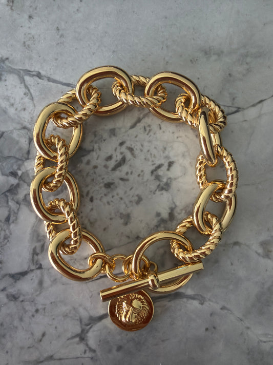 Statement 18K Gold Emblem Bracelet