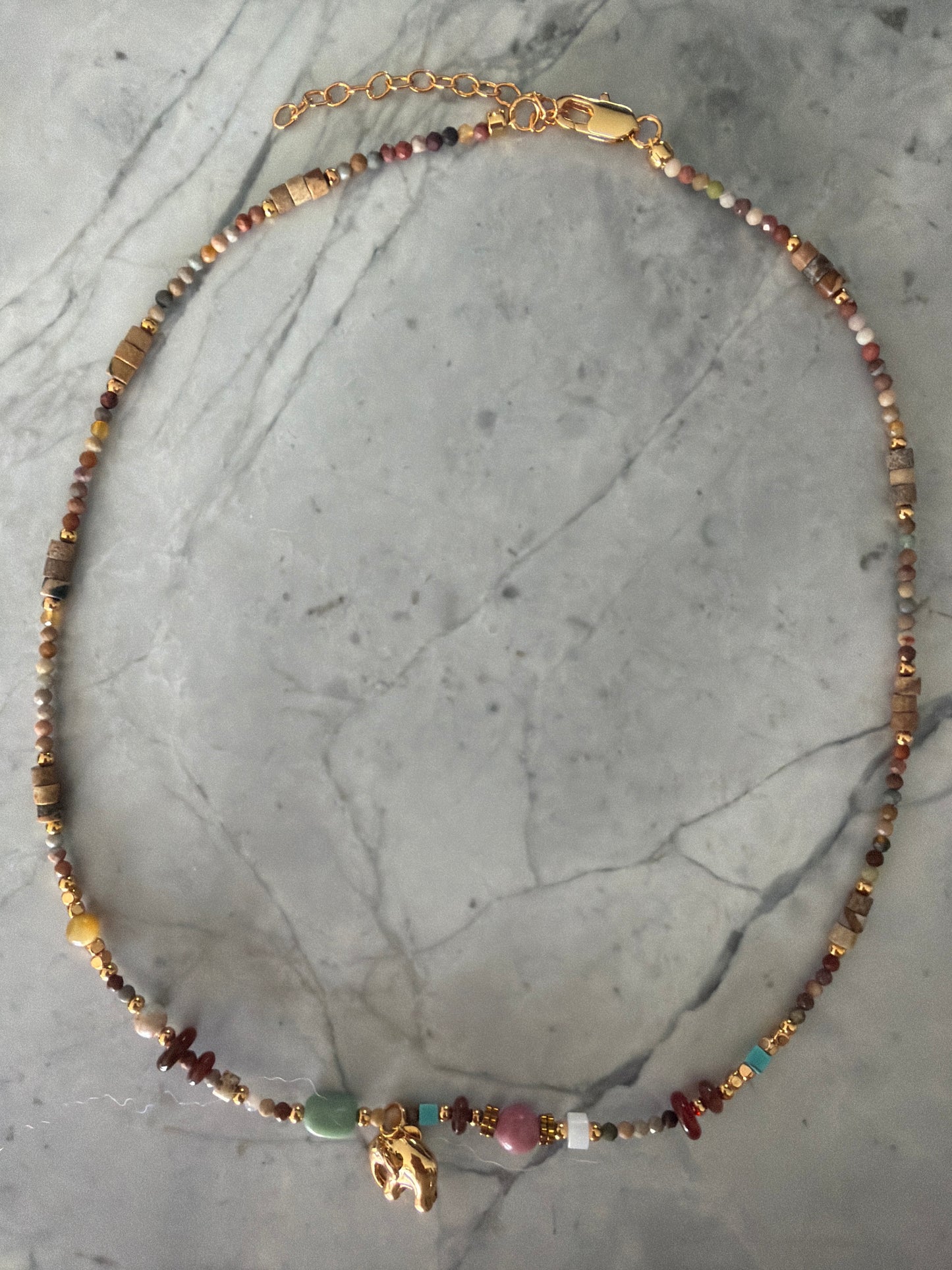 Jacqueline Lee Jewellery| Elephant Charm Beaded Necklace
