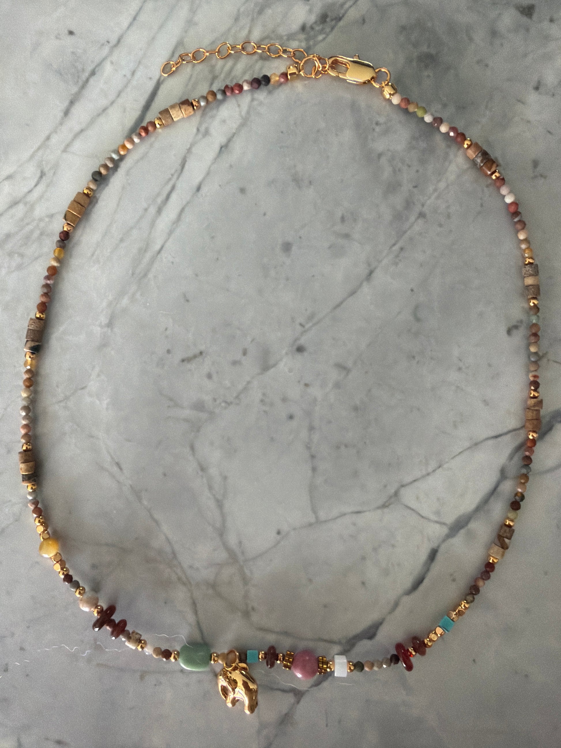 Jacqueline Lee Jewellery| Elephant Charm Beaded Necklace