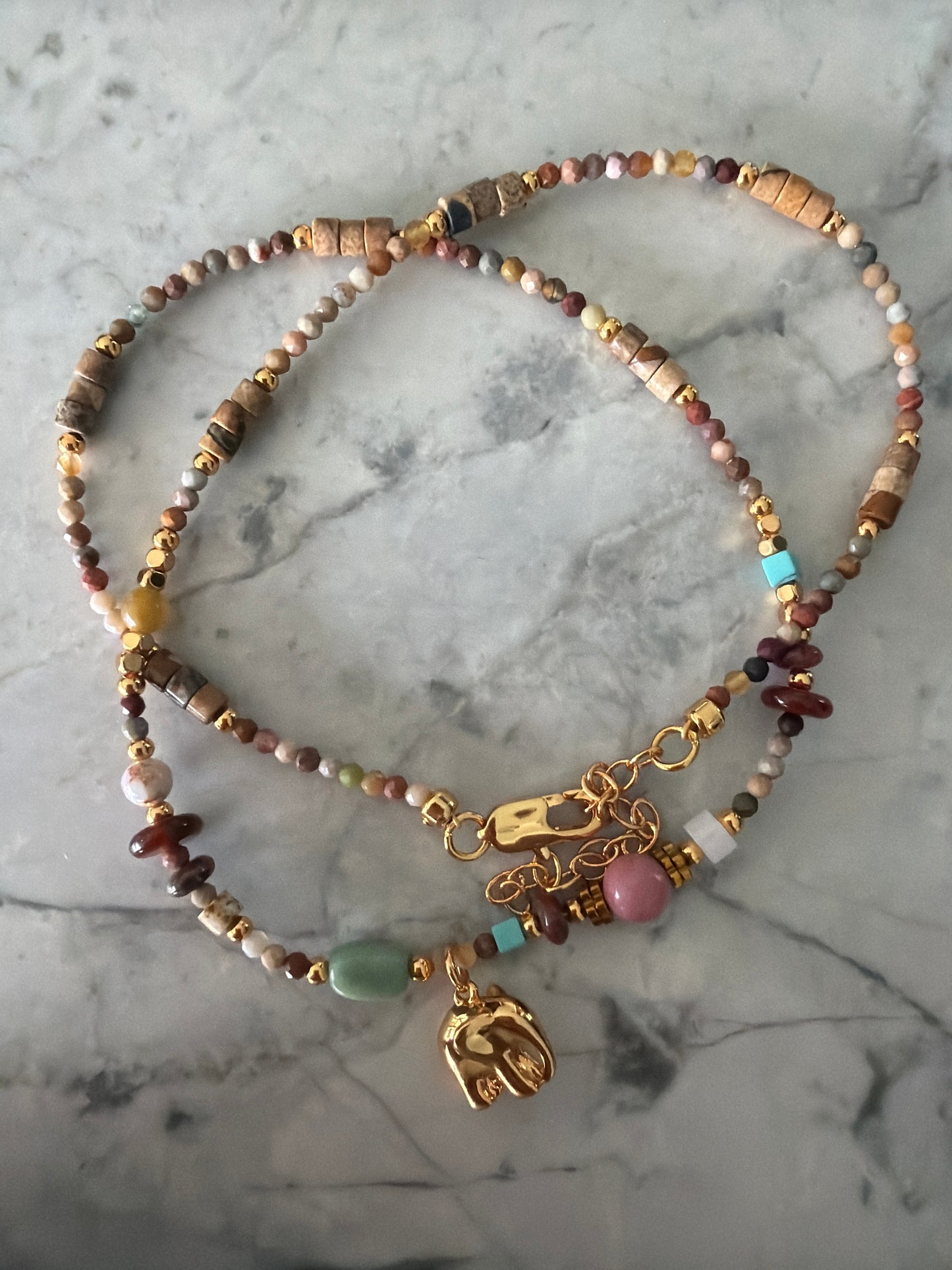 Jacqueline Lee Jewellery| Elephant Charm Beaded Necklace