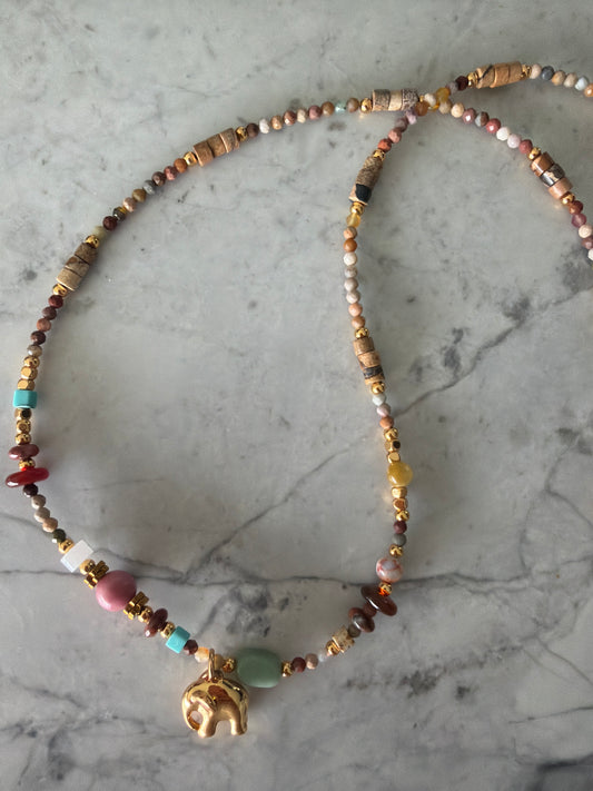 Jacqueline Lee Jewellery| Elephant Charm Beaded Necklace