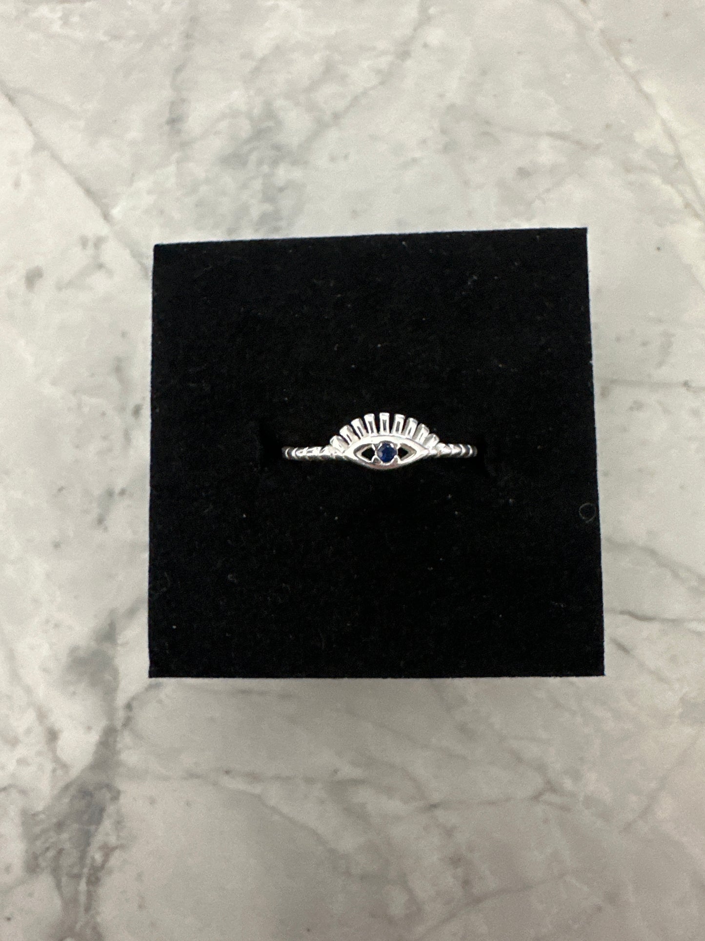 Thin Evil Eye Ring Silver