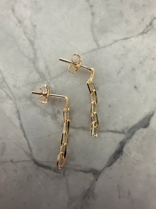 Paperclip Stud Earrings Gold