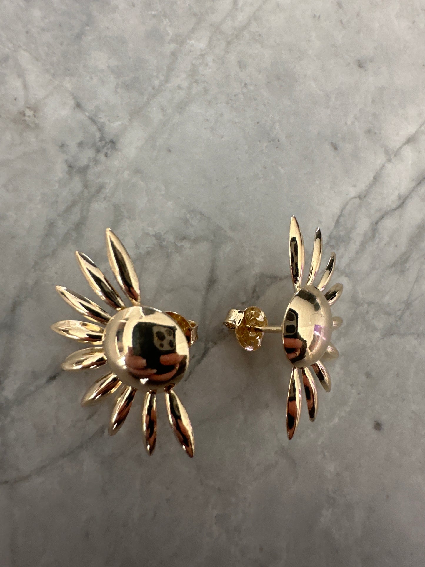 Statement Sunflower Stud Earrings Gold