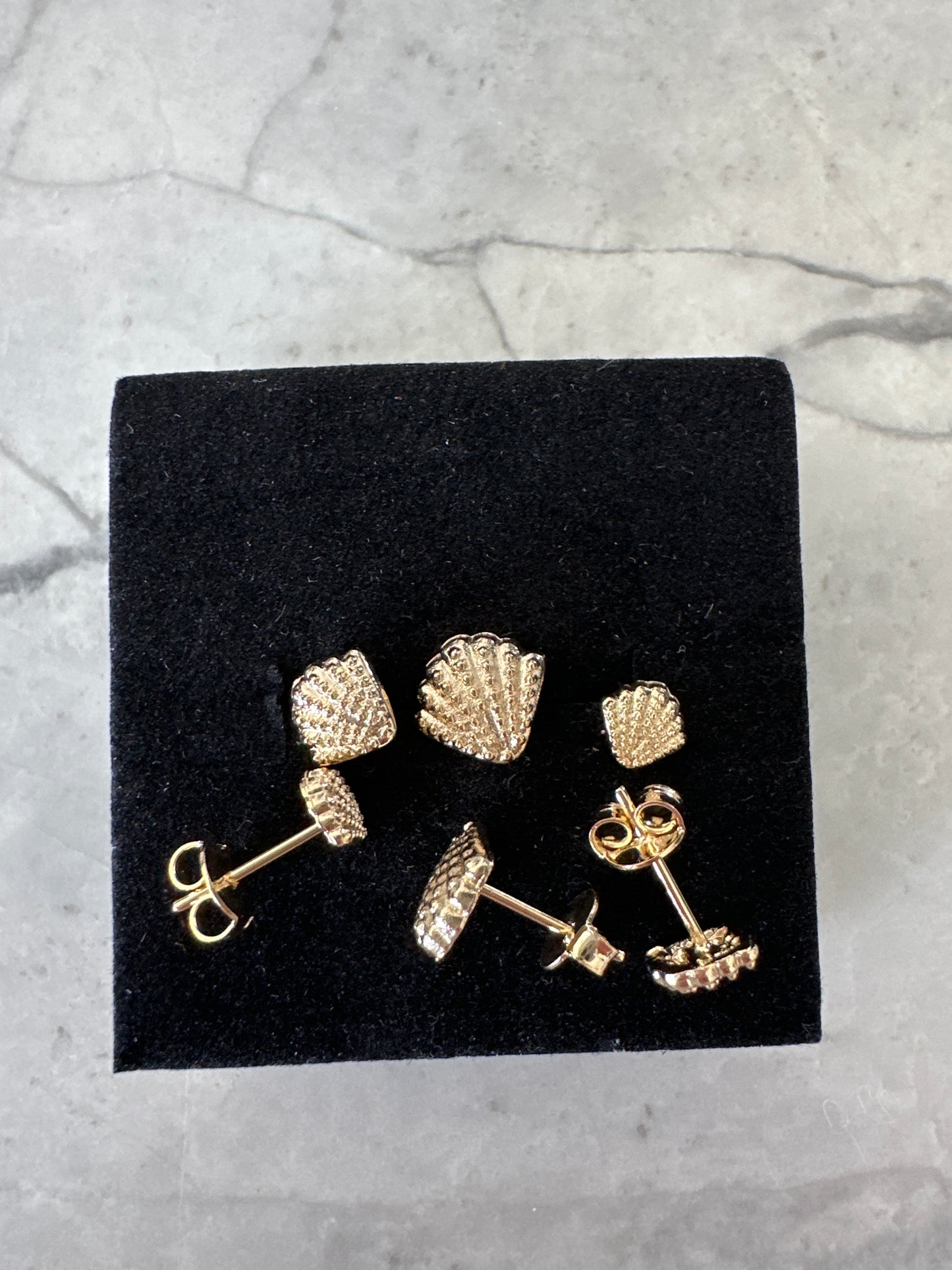 Shell Stacking Set of 3 Earrings Gold