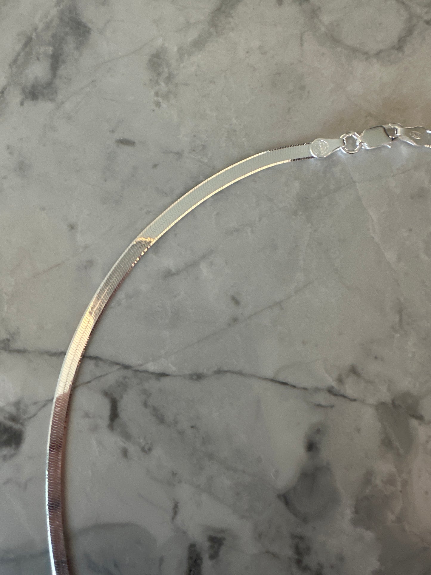 Herringbone Stackable Chain Silver Necklace