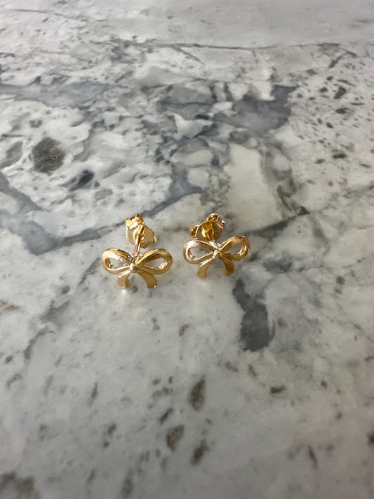 Tiny Bow Gold Stud Earrings